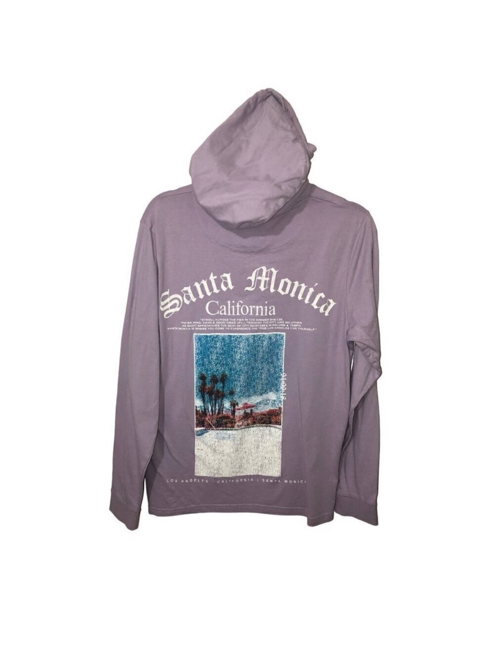 Santa Monica Mens Hoodie Size M Purple Purple Graphic Denim & Flower Ricky Singh